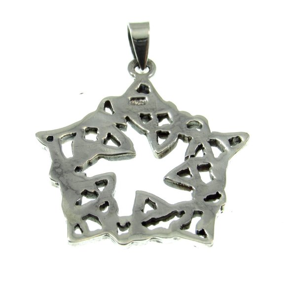 Solid 925 Sterling Silver 5 Pointed Celtic Star Pendant, Celtic Knot Pentagram - Picture 5 of 5